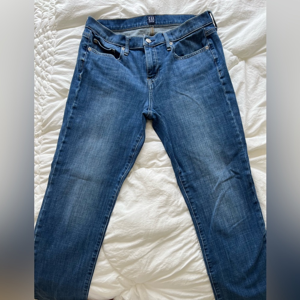 Gap denim jeans, 30 long, classic straight , medium indigo.